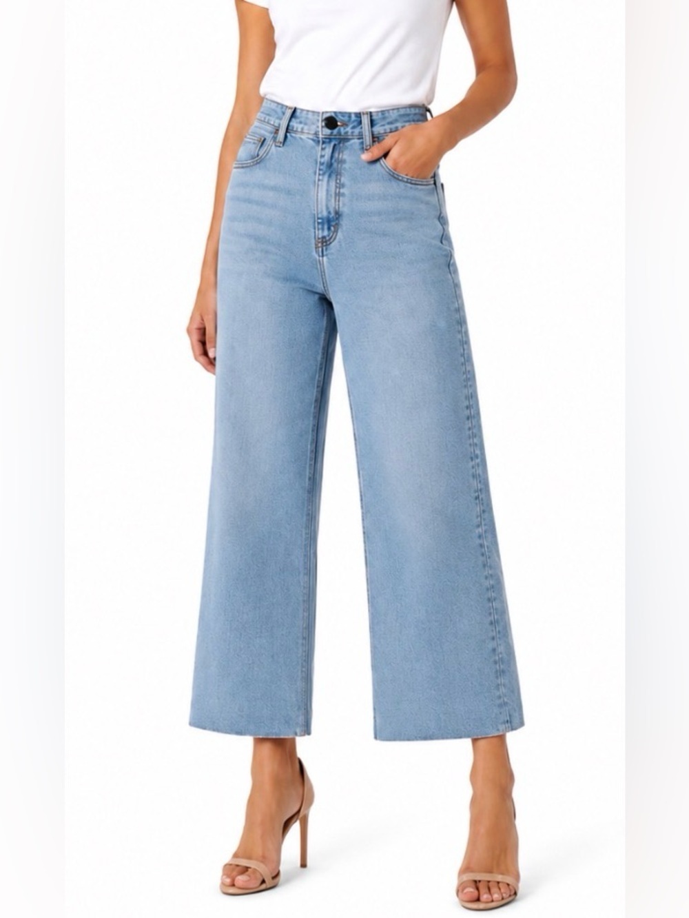 rag & bone Jeans Justine Broken Nelly Light Wash High-Rise Crop Wide Revolve
